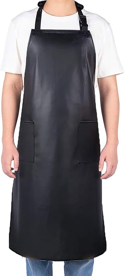 Homsolver Waterproof Rubber Vinyl Apron for Unisex Adult, Adjustable, Lightweight, Chemical Resistant Extra Long Work Apron