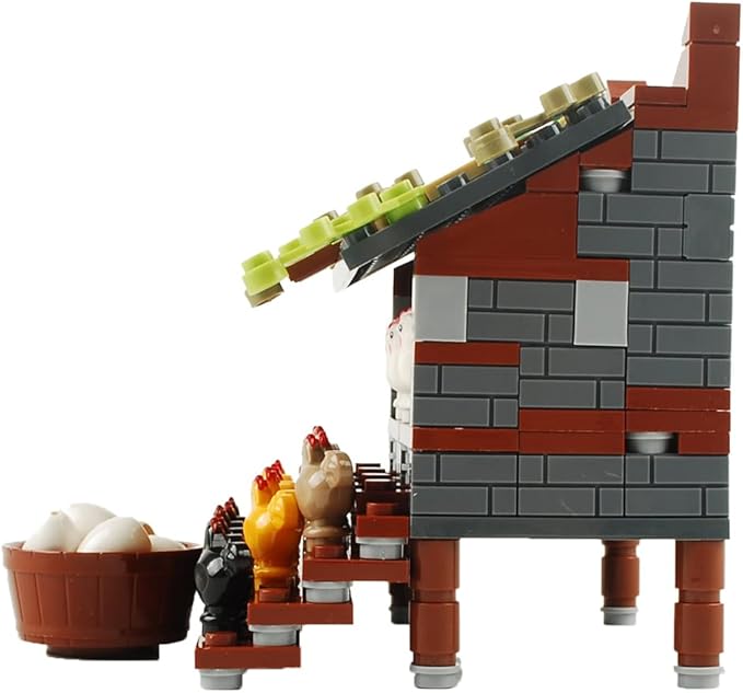 NW2 NW Farm Building Blocks Park Sencery Accessories Plant Set Building Bricks Kit DIY Building Set Compatible All Major Brands (Chicken coop#1)