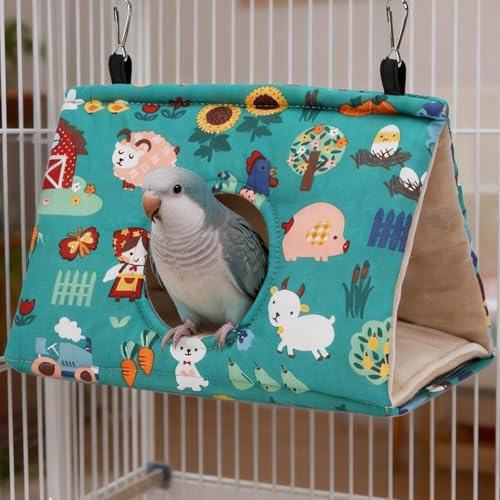 Rypet Bird Nest House, Bird Bed for Cage - Medium (Pack of 1), Forest Green, Cotton, Hanging Hammock Bird Hut,Forest M - Image 3