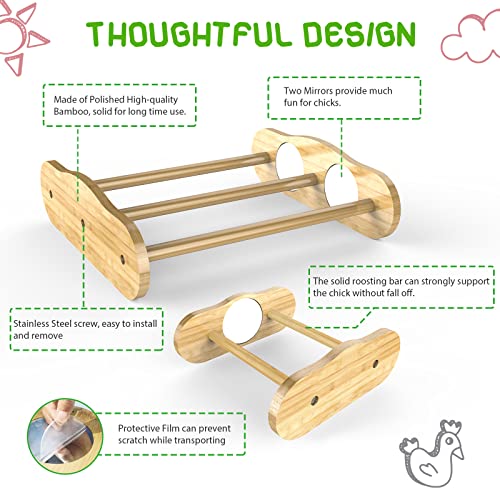 Bamboo Chick Perch with Mirror, 2 Pack - 2 in 1 Chicken perches - Image 4