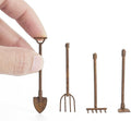 Odoria Dollhouse Gardening Tools Miniature: 1/12 Scale Hoe Rake Distressed Metal Rustic Garden Farm - Mini Hand Weeder Trowel Outdoor Ornaments Model DIY Craft