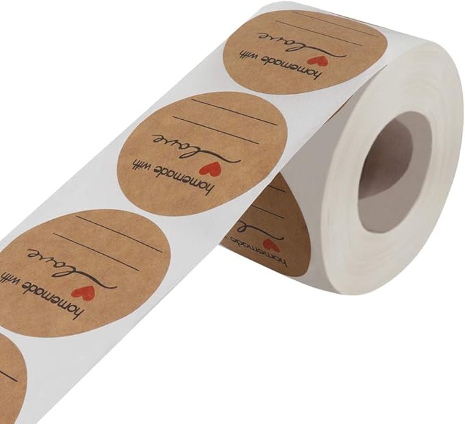 Jam and Jelly Jar Canning Labels for Mason Jars and More(2" Round 500/roll) with Lines for Writing- Jar Labels Jam, Jelly, and More
