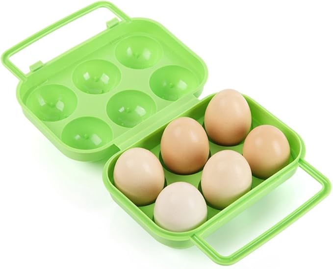 FantasyDay 6 Grids Egg Holder - Sturdy Shockproof Durable Carton Container With Lid for Refrigerator - Large Capacity Organizer Box for Home Kitchen Outdoor Picnic Hiking Storage