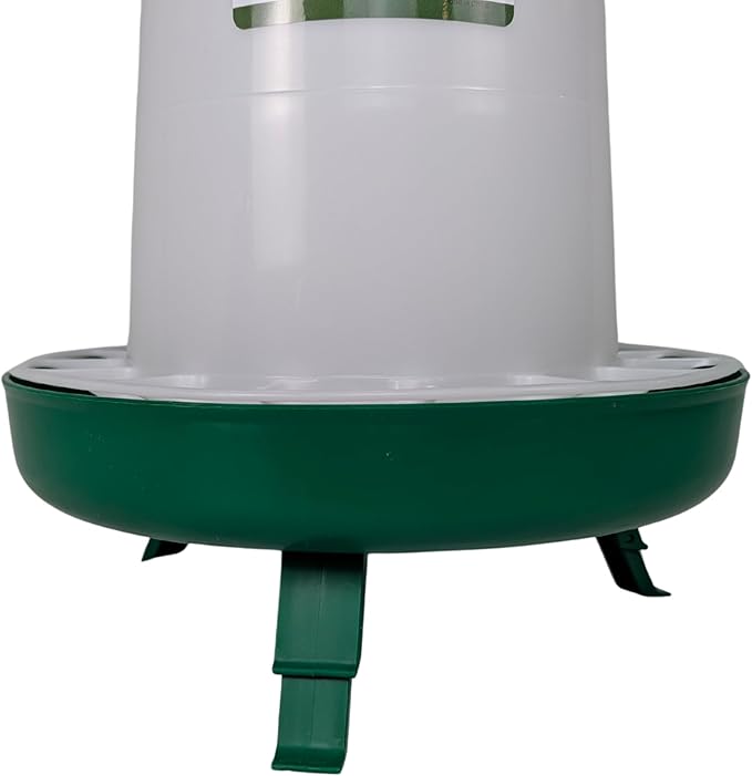 Hen's Choice 11 LB Poultry Feeder, Twist Lock Base, Adjustable Legs, Hangable with Lid (Green)