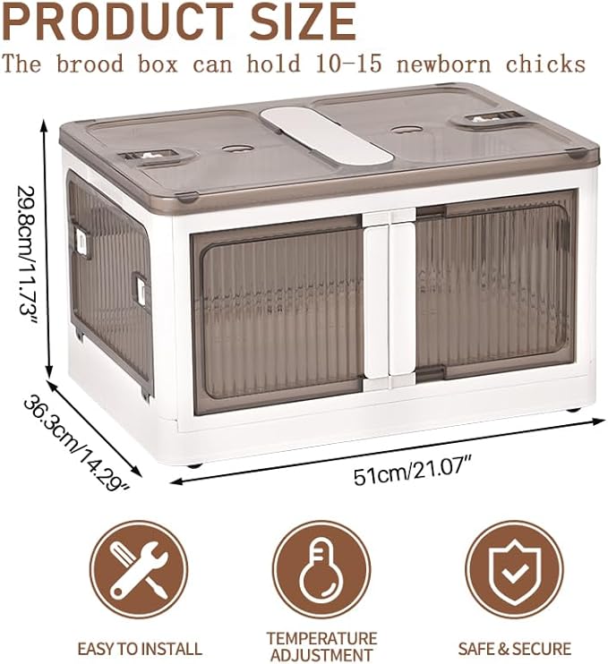 Brooder Box for Chicks Quail Brooder Box with Thermostat Poultry Heater Breeding Box with Feeder and Water for 15 Chicks Quails Ducks Parrots and Hamsters
