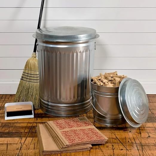 31-Gallon Galvanized Steel Trash Can with Lid, Metal Garbage Bin, Rodent Resistant, Weather Resistant, Indoor/Outdoor Use