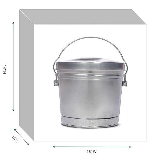 Galvanized Steel Locking Lid Trash Can - 6-Gallon Rodent-Proof Outdoor Storage Bin with Weather-Resistant Lid, Pet Food, Bird Seed, Charcoal Storage, Heavy Duty Metal Can