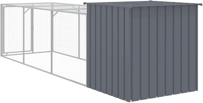 Large Outdoor Chicken Coop Anthracite 159.4 x 43.3 x 43.3 in Galvanized Steel Heavy-Duty Cage with Locking Door & Weatherproof Cover for Garden Yard Poultry Run