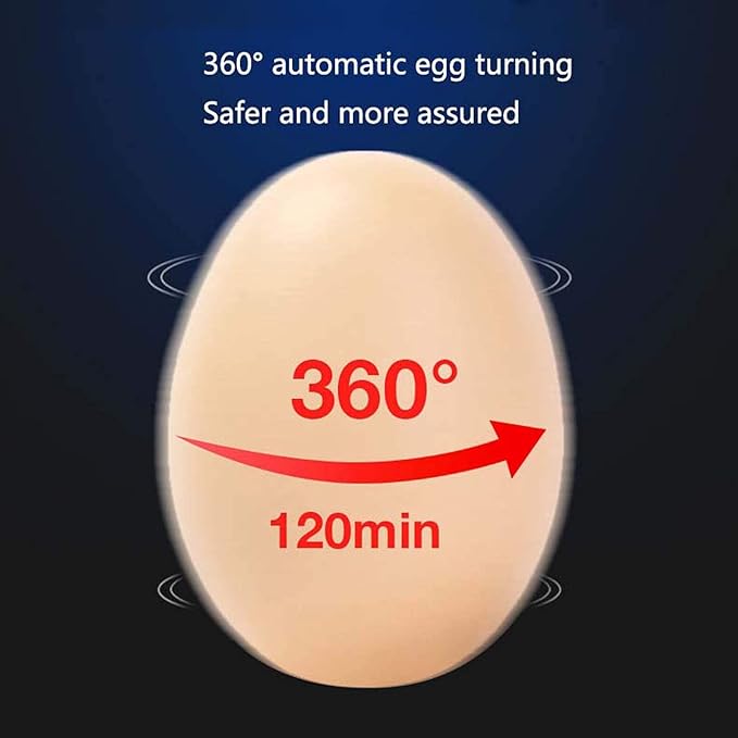 Egg Incubators, Round Poultry Hatcher, Automatic Temperature Control Digital Display Incubator, for Hatching Chick Duck Goose Pigeon Quail Bird Eggs (48 Pieces)