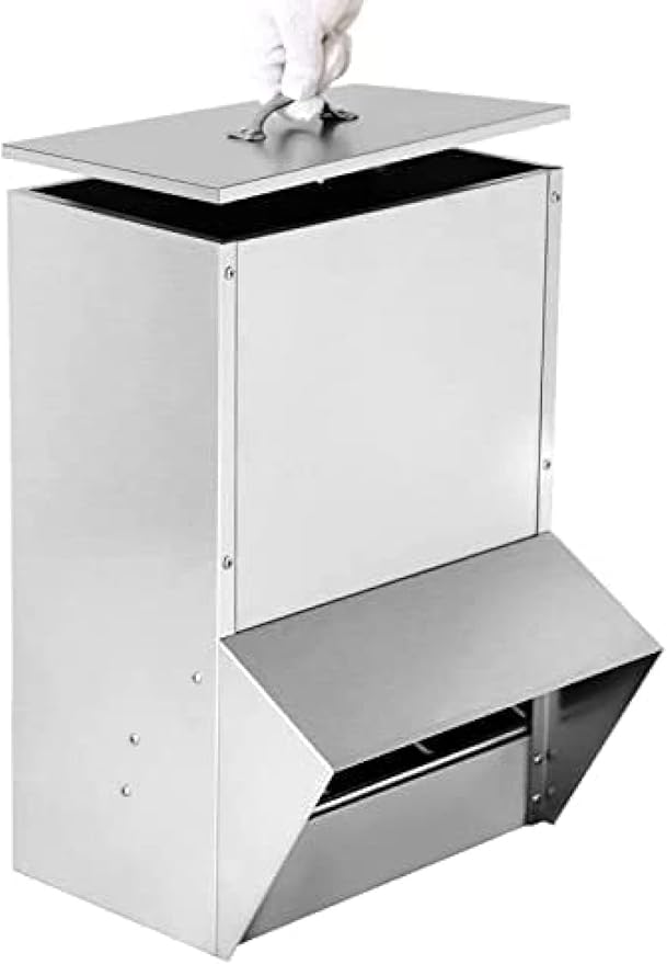 Automatic Chicken Feeder System - 30-50lb Capacity Galvanized Feeder Metal Trough for Poultry and Rabbits,30lb