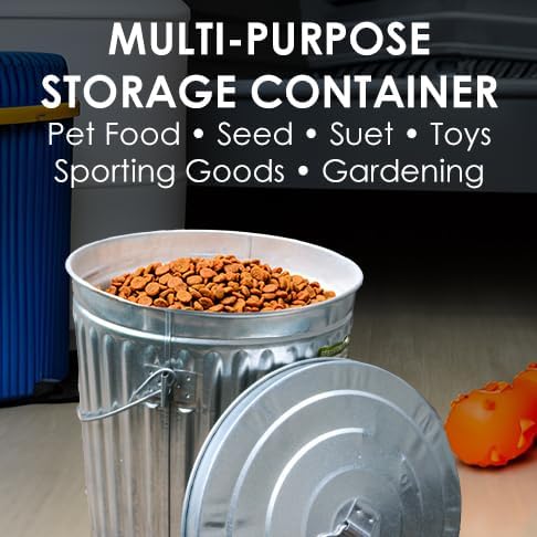 Heath Outdoor Products SS-10 10 Pound Galvanized Metal Multi-Purpose Bird Seed, Suet, Feed Container and Dog Poop, 1-Pack, Galvanized Steel
