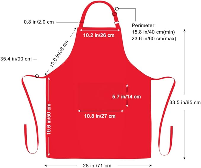 Jubatus 12 Pack 100% Cotton Aprons Bulk with 2 Pockets Cooking Chef Kitchen Adjustable Bib Apron for Women Men, Red