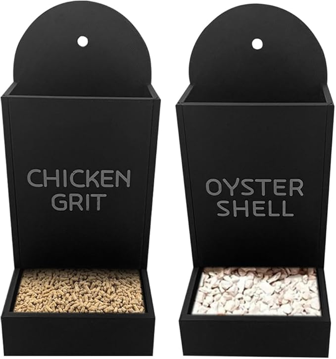 Chicken Oyster Shell and Grit Feeder, Hanging Chicken Feeder Trough, Oyster Shell Feeders for Chickens, Chicken Coop Accessories, Gravity Poultry Feeder, Automatic Chicken Feeders (Set D)