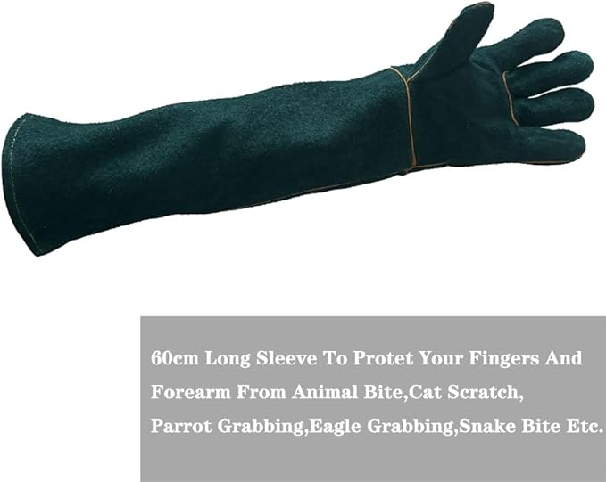 Animal Handling Gloves - 60CM Durable Bite & Scratch Resistant Gloves for Bathing, Grooming, Welding, Handling Dogs, Cats, Birds, Snakes, Parrots, Lizards, Reptiles