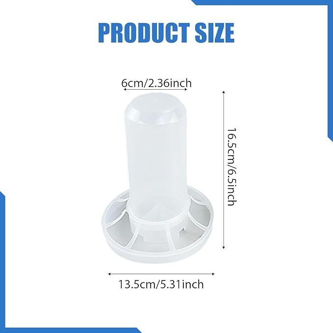 Automatic Chicken Feeder, Feeder Bucket No Waste Easy Clean and Fill Birds Dispenser with Ports for Lawn Pigeon Garden, for 350ml Water