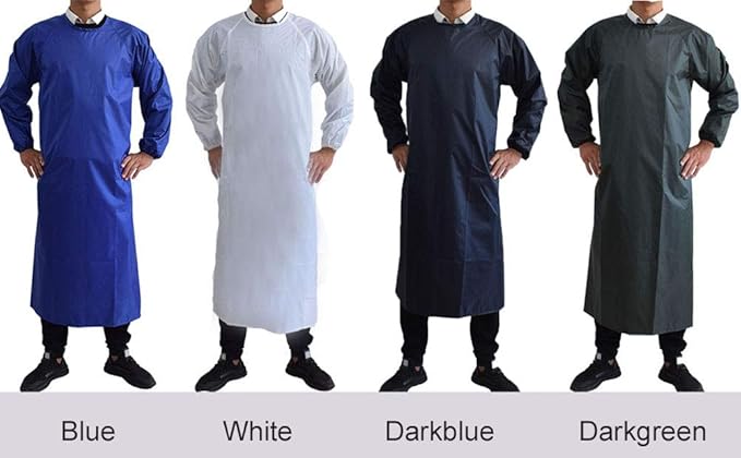 Waterproof Aprons with Long Sleeves, Chemical Resistant Aprons for men MD008Blue