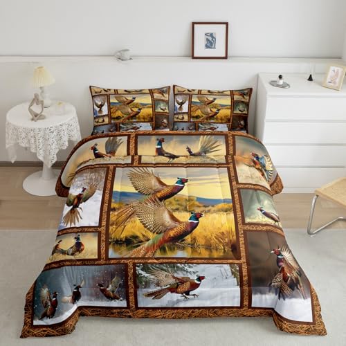 Erosebridal Pheasant Comforter Set Teens Youth,Hunting Animal Queen - Color 34, Polyester, 3 Pack by Erosebridal