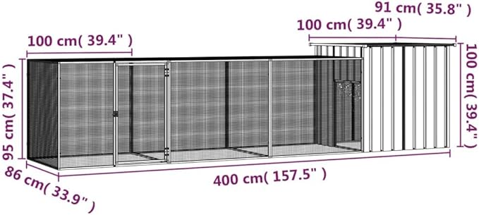Large Outdoor Chicken Cage, Galvanized Steel Poultry Run for Backyard, Spacious Animal Enclosure for Ducks and Small Pets, Durable Heavy Duty Walk-in Coop