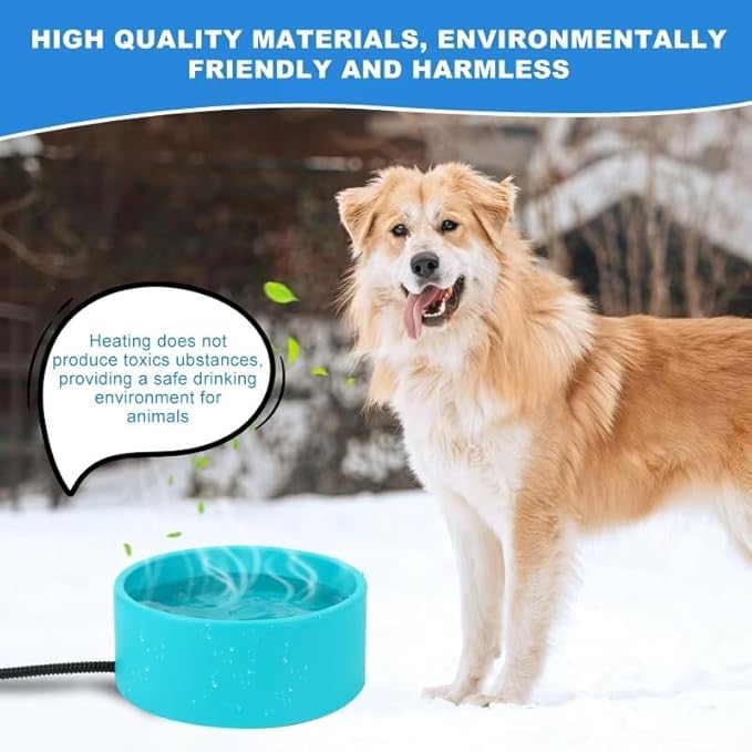 Heated Water Bowl for Cats & Dogs, 3.2L Heated Dog Bowl, Outdoor Heated Dog Water Dish in Winter, Thermostatic Control Anti-Freeze Heated Pet Water Bowl for Chicken,Duck,Goose,Rabbit