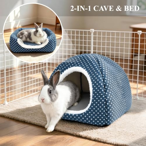 Rabbit Hideout Large Bunny Bed Washable Rabbit House - Dark blue, Polyester - Image 3