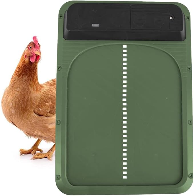 Automatic Chicken Coop Door Opener,Auto Chicken House Door with Light Sensor,Battery Powered Chicken Door for Small Poultry,Waterproof Electric Chicken Gate Opener for Safe Chicken Rearing (Green)