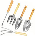 Garden Tool Set, 5 Piece Stainless Steel Gardening Hand Tools Including Graduation Shovel, Hand Rake, Transplanter, Trowel, Hand Cultivator