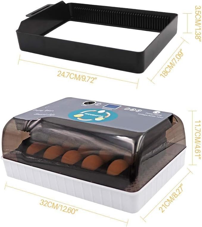 Automatic Egg Incubator, 12Eggs Electronic Poultry Hatcher with Digital LED Display Temperature Control Auto Egg Turning Turner (12 Eggs)