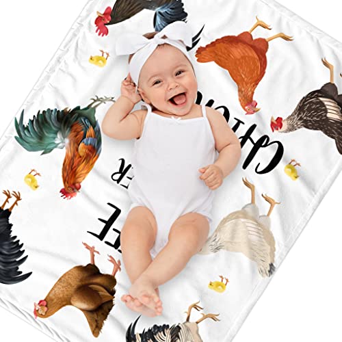 Cute Chicken Printed Blanket Soft Fuzzy Flannel Plush Throw Blanket for Couch,Sofa and Bed - Throw Size 50" x 60" (130 x 150 cm), White Rooster - Image 2