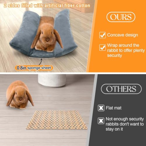 MEWTOGO 15.7" x 14" Bunny Bed for Rabbit Cage - 15.7 x 14In, Gray, flannel, Thickened & Soft - Image 2