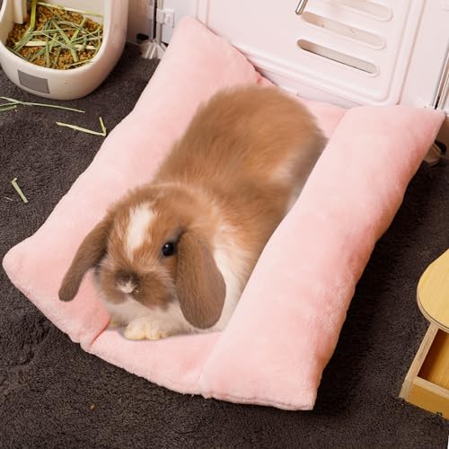 MEWTOGO 15.7" x 14" Bunny Bed for Rabbit Cage - 15.7 x 14In, Pink, flannel, Thickened & Soft - Image 5