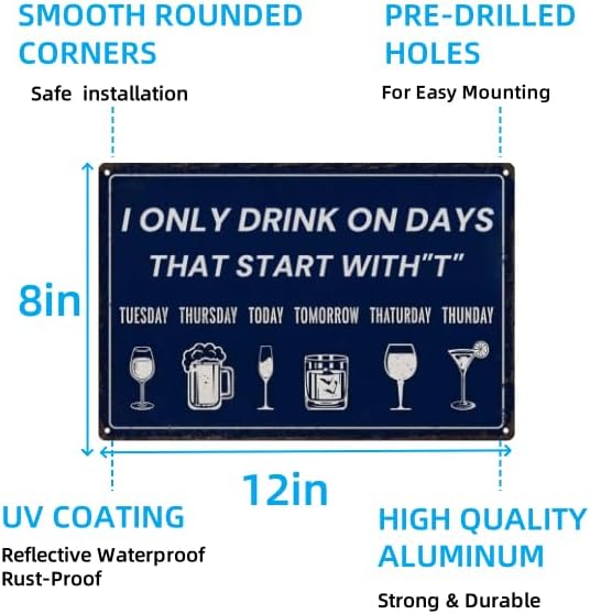Funny Bar Metal Tin Sign – Vintage Wall Decor for Man Cave, Pub, Club, or Garage – Great Gift for Drink Lovers, 8x12 Inches