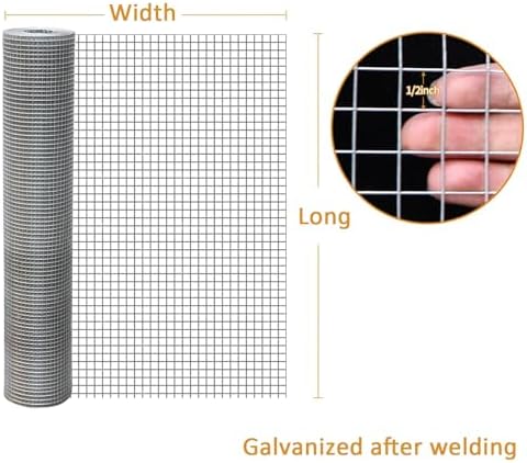 Heavy Duty 1/2 Inch Welded Wire Mesh - Stainless Steel Chicken Coop Fencing, Poultry Netting, Durable Hardware Cloth Roll (1m x 8m / 39in x 26.2ft)