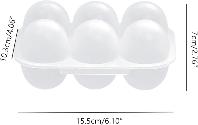 6 Egg Grid Storage Container - Plastic Eggs Holder With Handle, Outdoor Egg Carriers For Kitchen & Restaurants