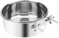 Pet Food Water Bowl with Clamp Holder Stainless Steel Coop Cup Hanging Feeder for Dog Bird Parrot Cat Rabbit (L)