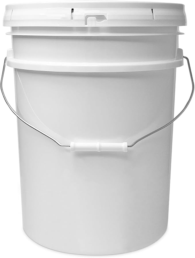 ePackageSupply White 5-Gallon Bucket with Lid | Made in USA | Food Grade | Heavy-Duty Extra Durable Plastic Bucket | Multi-Use Food Grade Buckets with Lids | Easy Stack and Store | BPA Free | 3 Pack