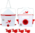 RentACoop Chick2Chicken 10lb Feeder & 2 Gal Waterer Set with Gravity Feed Refill & Auto-Fill Cups - BPA-Free Food & Water Buckets for Up to 20 Chicks or 12 Adult Chickens