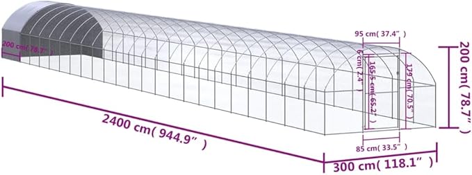 Large Outdoor Chicken Coop with Waterproof Roof, Walk-in Metal Poultry Run for Ducks and Small Animals, 118 x 118 x 79 Inch Durable Steel Backyard Cage