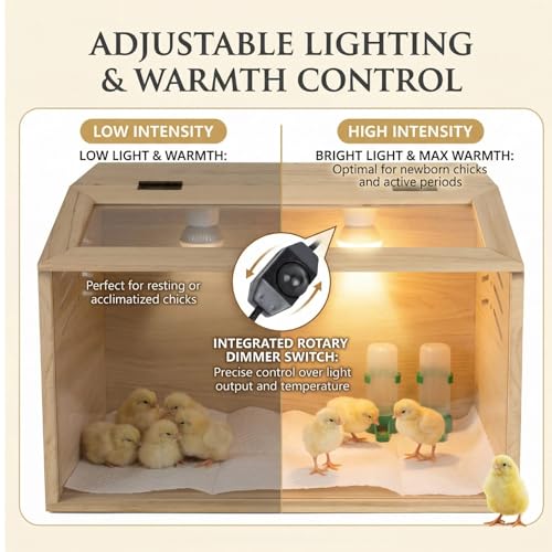 15.74 x 11.81 x 11.81” Chick Brooder Box with Heating Lamp - Beige, Wood, Poultry Brooder with Heaters - Image 3