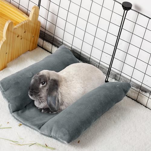 MEWTOGO 14" x 13" Bunny Bed for Rabbit Cage, Thickened & Soft - 13 x 14In, Gray, flannel - Image 6