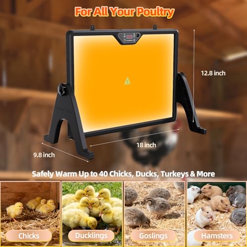 180W Smart Brooder Heat Plate with Remote, Dual-Sided Brooder Plate - Charcoal Black, ABS + aluminum-plastic panel, 4 Timer Modes - Image 5