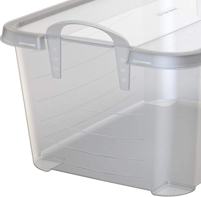 Life Story 24 Pack Light Duty Stackable Storage Bin, 55 Quart Home Organizer, Versatile Lightweight Locking Bins with Carrying Handles, Clear
