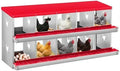 Durable Coop Accessory - Metal Chicken Nesting Box for Small Animals - 10 Compartments, Wall Mount, Easy Egg Collection, No Legs - Orange Red, 10 Compartments, No Legs