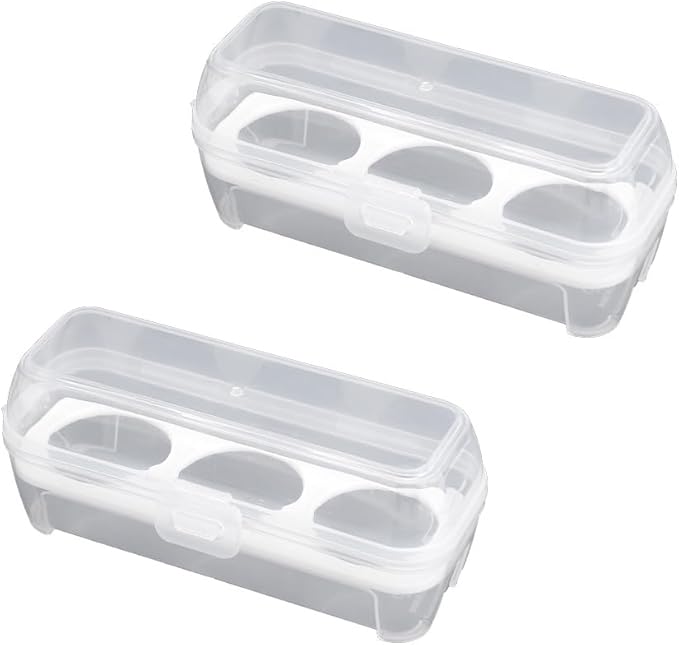 2 Pack Camping Egg Carrier 3 Grids Storage Container Portable Shockproof Eggs Protective Case Box Organizer Tray for Hiking Trekking Camper Outdoor Trip Picnic Kitchen Refrigerator