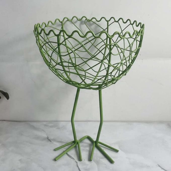 Chicken Wire Egg Basket Egg Holder Farmhouse Rustic Vintage Rooster Decor Chicken Shaped Egg Basket Fruit Storage Wire Basket For Collecting And Countertop Storing Egg (Green A)