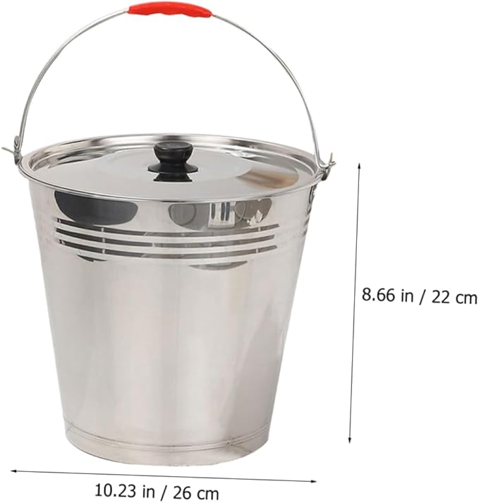 BESTOYARD Capacity Stainless Steel Water Bucket Lid Multifunctional Milk Container for and More Heavy-Duty Portable Design for Farm Home and Outdoor Use