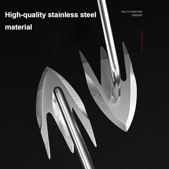 Manual Weed Puller Tool, 2025 New Weeding Artifact Uprooting Weeding Tool, 3 Tooth Manganese Steel Weed Remover Tool for Gardening Backyard Farm (Stainless Steel)