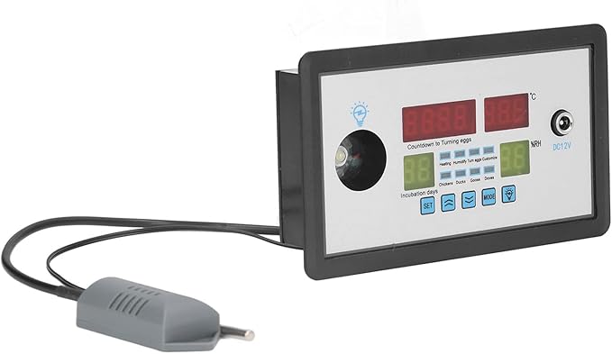 Pssopp Intelligent Incubator Thermostat, ABS Material, Realtime Temperature and Humidity Display, HighLow Alarm Function, Automatic Egg Turning for Eggs and Birds