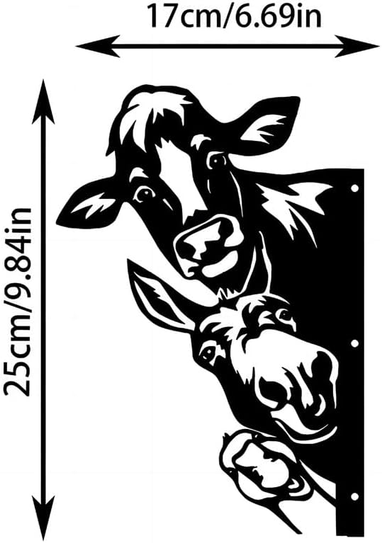 Peeping Cow | Duck | Wall Art Decor, Funny Animal Metal Sign, Cutout Sign for Farm, Outdoor Garden, Yard Gift