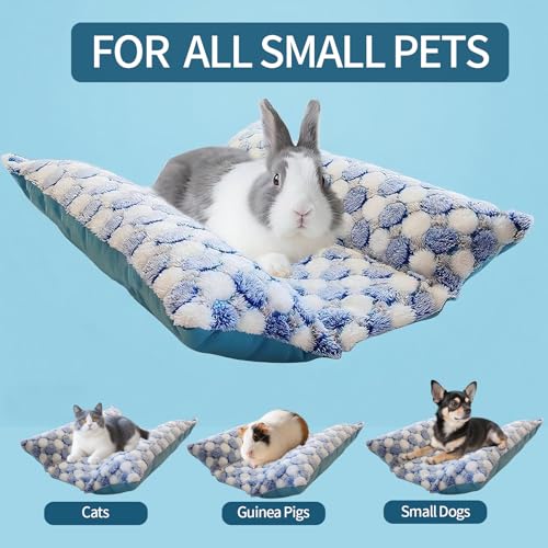 17x15in Waterproof & Reversible Rabbit Bed, Thickend and Softer Bunny Bed - 17x15 inches, Blue, Fleece - Image 5