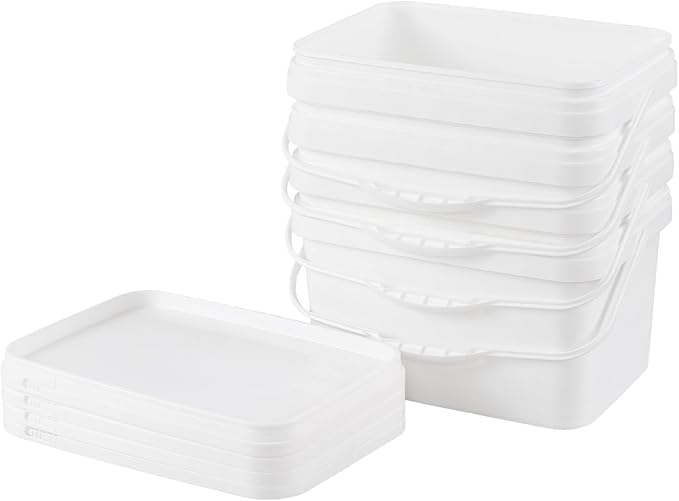 3 Gallon Food Grade Bucket with Lids, Plastic Utility Bucket Pail, 4 Packs